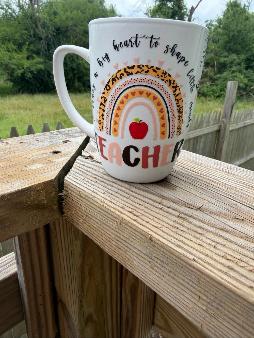 Teacher Rainbow Latte Mug | Big Heart to Shape Little Minds